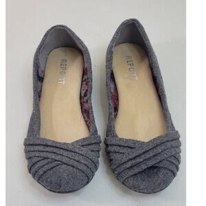 Report Shoes Womens 8.5 Gray Flats Slip On Casual Relaxed Modern Shoe Gay Wool